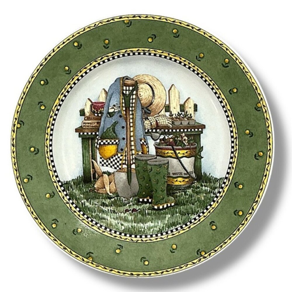 Vintage Gardening Theme Plate Debbie Mumm Garden Vignette Sakura Retired 1999